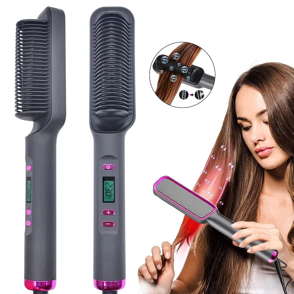 Orivelana™️ Multifunctional Straightening Brush with Negative Ions & Anti-Scald Technology