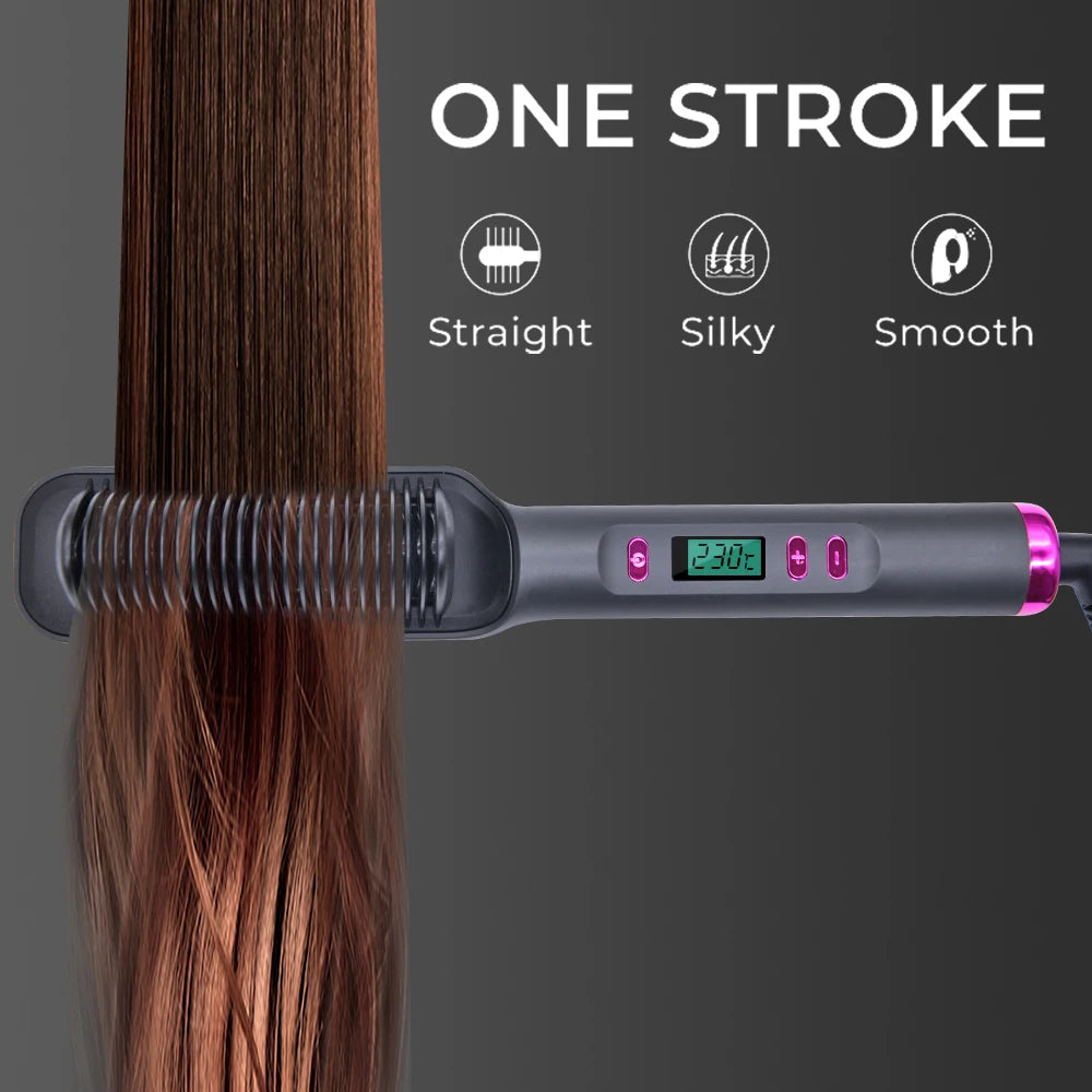 Orivelana™️ Multifunctional Straightening Brush with Negative Ions & Anti-Scald Technology