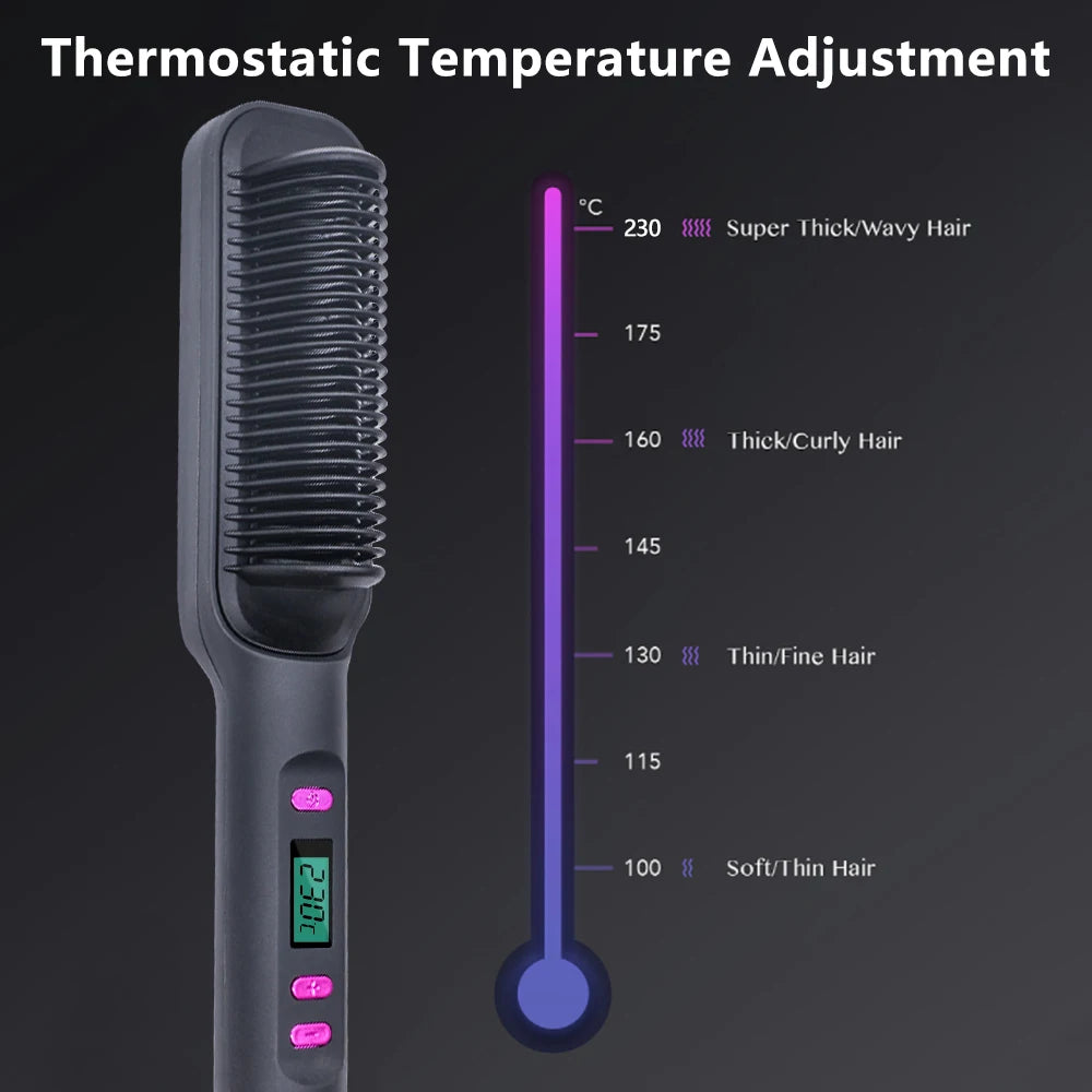 Orivelana™️ Multifunctional Straightening Brush with Negative Ions & Anti-Scald Technology