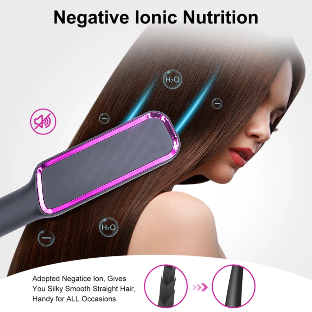 Orivelana™️ Multifunctional Straightening Brush with Negative Ions & Anti-Scald Technology